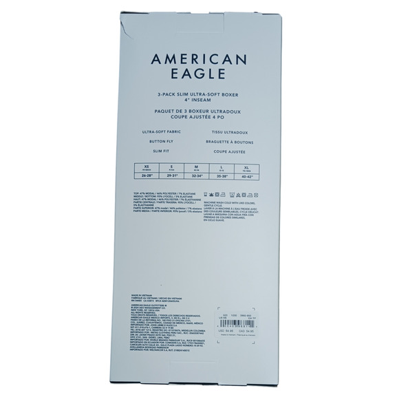 American Eagle Men’s Stretch Boxer 3-Pack Ultra Soft 4" Inseam XS (26-28) New - Picture 2 of 16